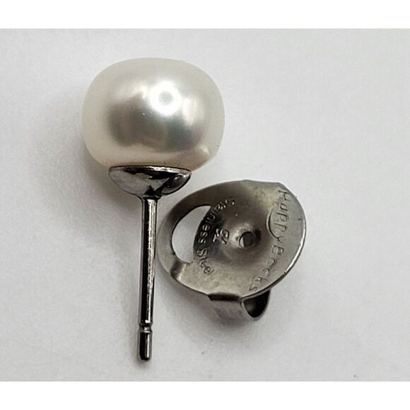 8mm Post Stud Simulated Pearl Earrings Stainless Steel Backs Ivory - Picture 1 of 4